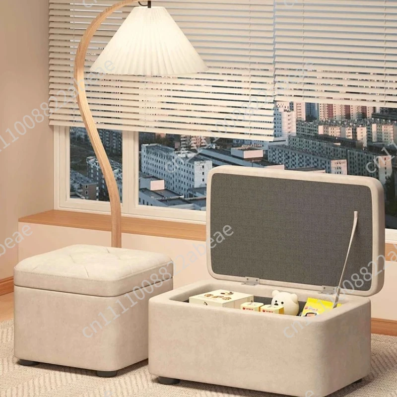 ‌Storage Ottoman Bench - Multi-Functional Entryway Shoe Stool, Velvet Coffee Table Seat with Hidden Compartment