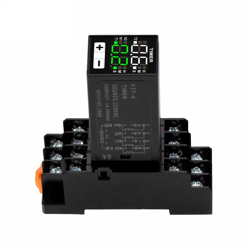 H3Y-4 AC220V مرحل الوقت الكريستالي السائل توقيت مزدوج مع قاعدة شاشة ديجيتال صغيرة دورة التحكم في الوقت Delayer-A74P