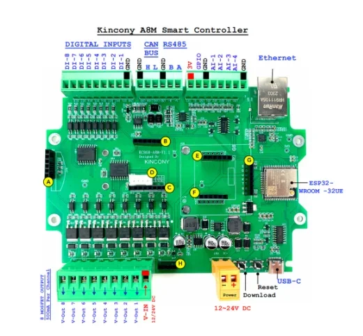 KC868-A8M ESP32 Wifi RS232 USB Ethernet Relay Module ADC DAC RF 433M Temperature Arduino IDE For esp32 relay module MQTT