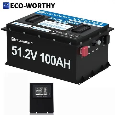 ECO WORTHY 48V 100Ah LiFePO4 Golf Cart Battery with Bluetooth Battery Monitor. Low-Temperature Cut-Off Function, for Club Car