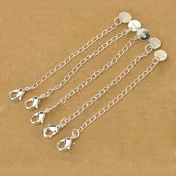 10X Wholesale Fashion Jewelry Findings Extension Chains 925 Round Tag Sterling Silver Color Lobster Clasps For Necklace Bracelet