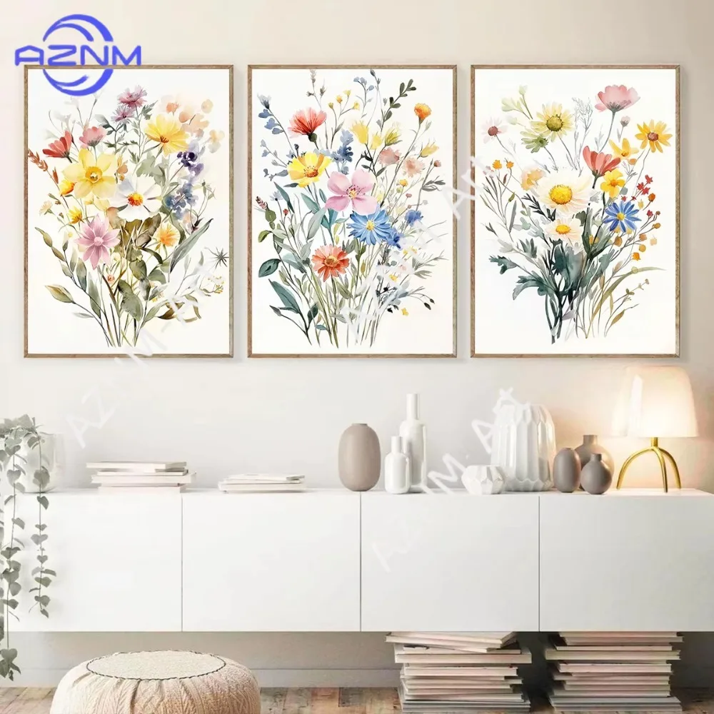 1Pc/3Pcs Floral Wall Art Poster Modern Print Simple Decoration Holiday Decoration Poster Home Modern Art Unframe Decoration