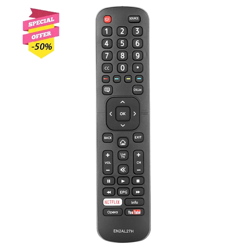 

EN2AL27H Remote Control For Hisense LED LCD Smart TV 43N3000 50N3000 55N3000 With NETFLIX YouTube Buttons