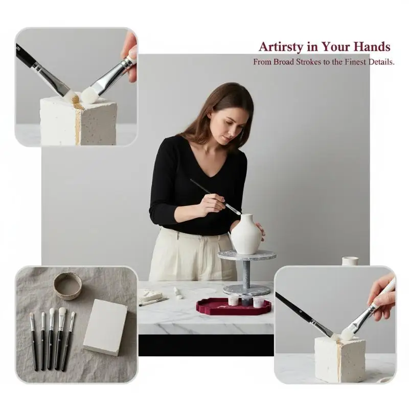 Miniature Painting Dry Brush Set 3/4/6Pcs Soft Bristle Detail Paint Brushes for  Model DIY Art Craft