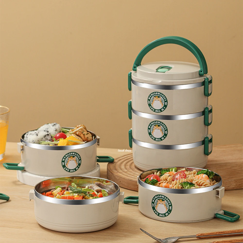 

Ланч-бокс, штабелируемые 3-слойные контейнеры, портативный герметичный ящик для бенто большой емкости 2100 мл, ланч-бокс для детей и взрослых