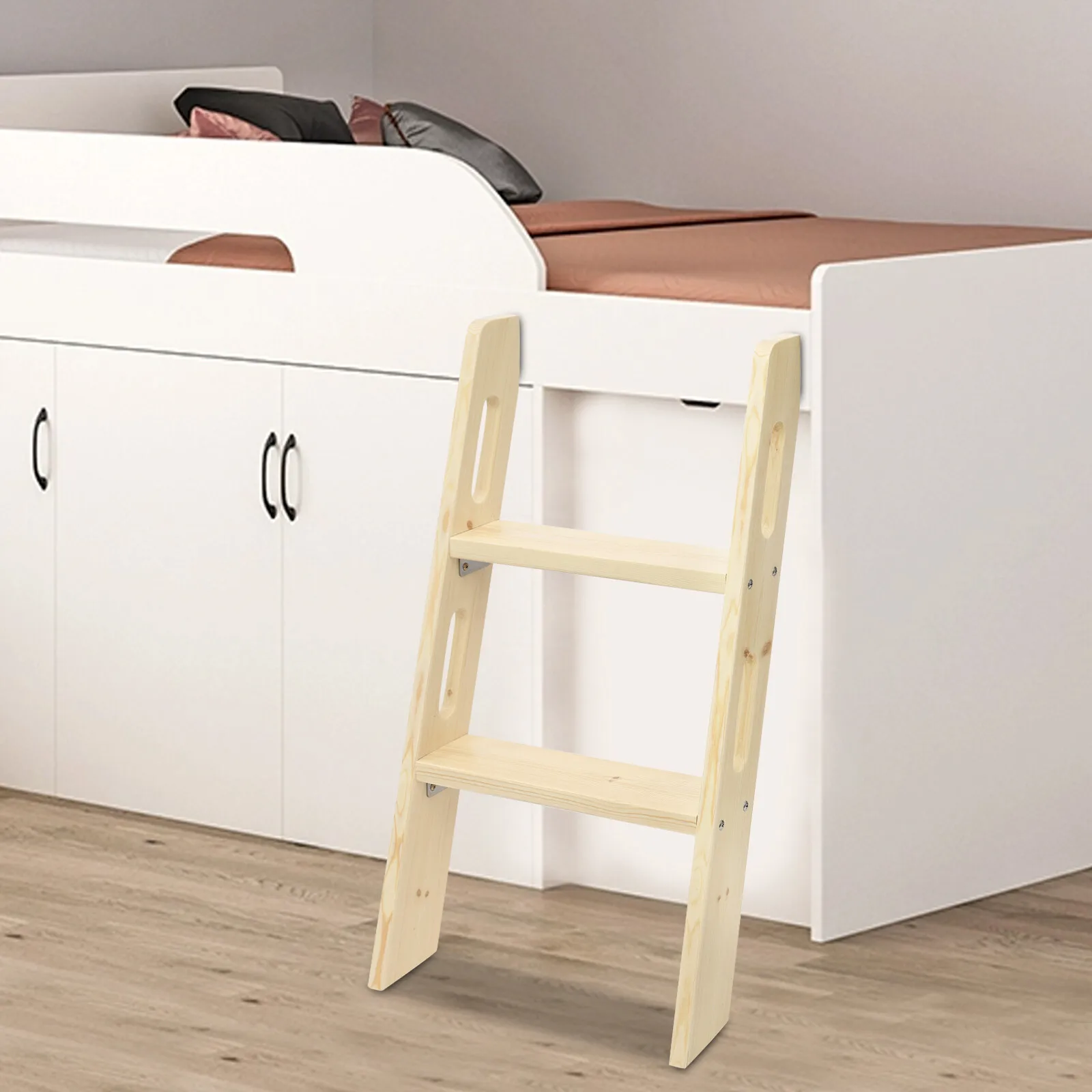 2 ขั้นตอนเตียงบันไดไม้ Universal ประหยัดพื้นที่ Motorhome บันไดยาวปีนบันได