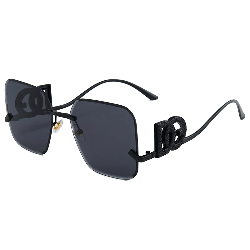 

European and American Big Brand Letter D Trendy Sunglasses for Men and Women Fashion Sunglasses Frameless Cut Edge Metal Glasses