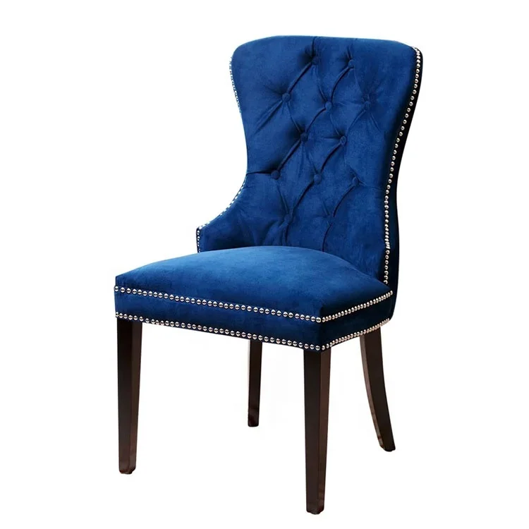 

Norwegian style furniture hoop pull grey dark blue velvet deep buckle from Chinese factory Household goods Dining chair