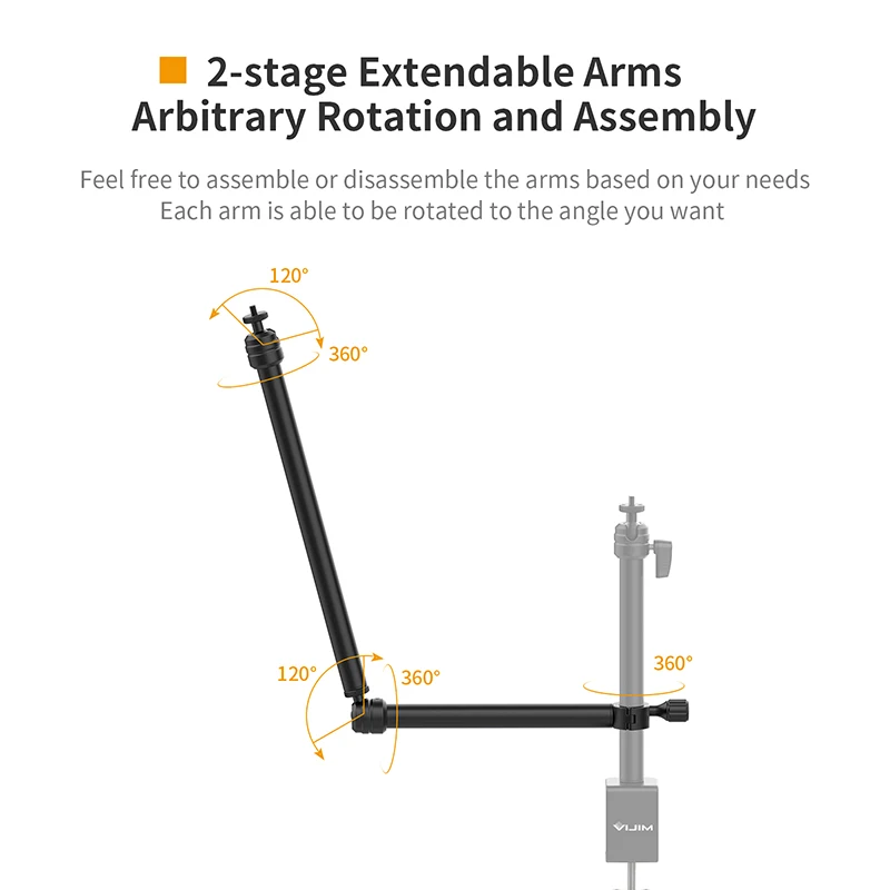 VIJIM LS04 Desk Mount Stand C-clamp Mount Flexible Arm Extend Light Stand With 360° Ballhead Microphone Stand Ring Light Bracket