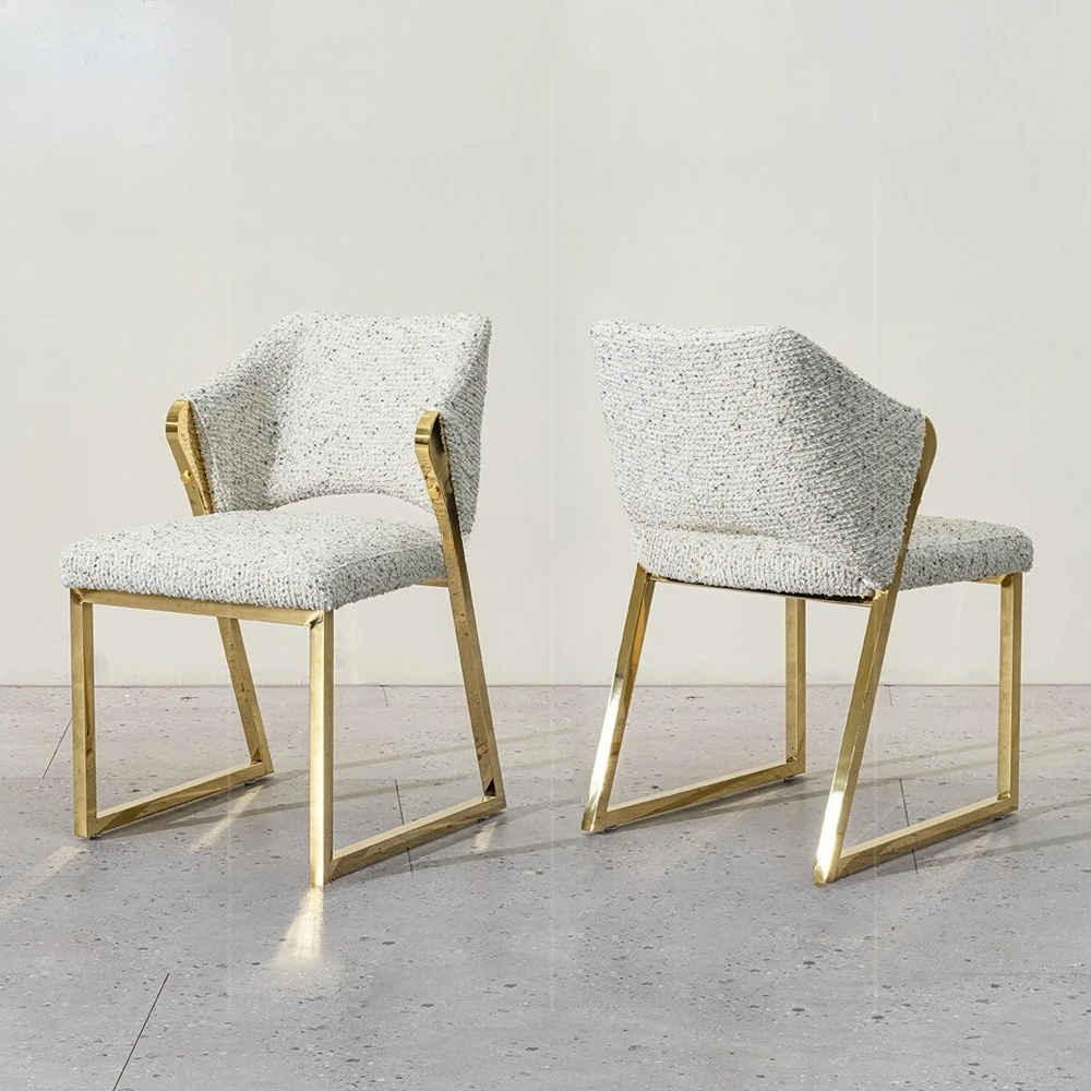 كرسي طعام فاخر وخفيف الوزن كرسي مطعم فاخر كرسي خلفي من الفولاذ المقاوم للصدأ باللون الذهبي الوردي #5