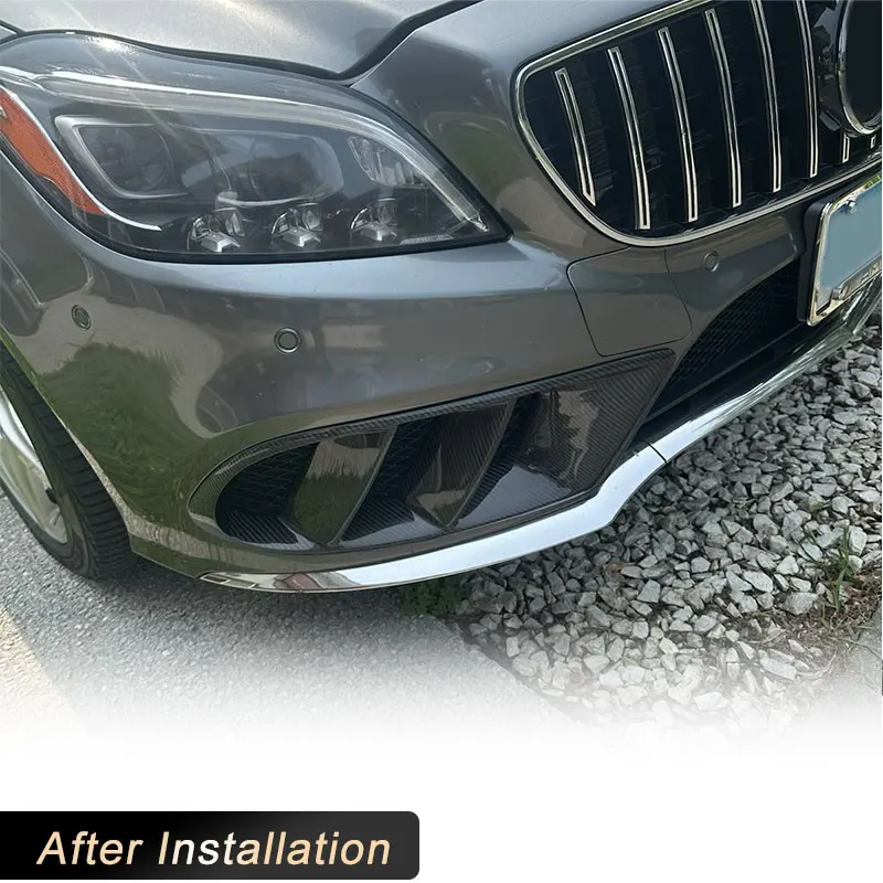 W218 Carbon Fiber Air Vent Outlet Cover Trim Mesh Grill Frame For Mercedes Benz ClS class Front Bumper CLS550 2014-2017 FRP