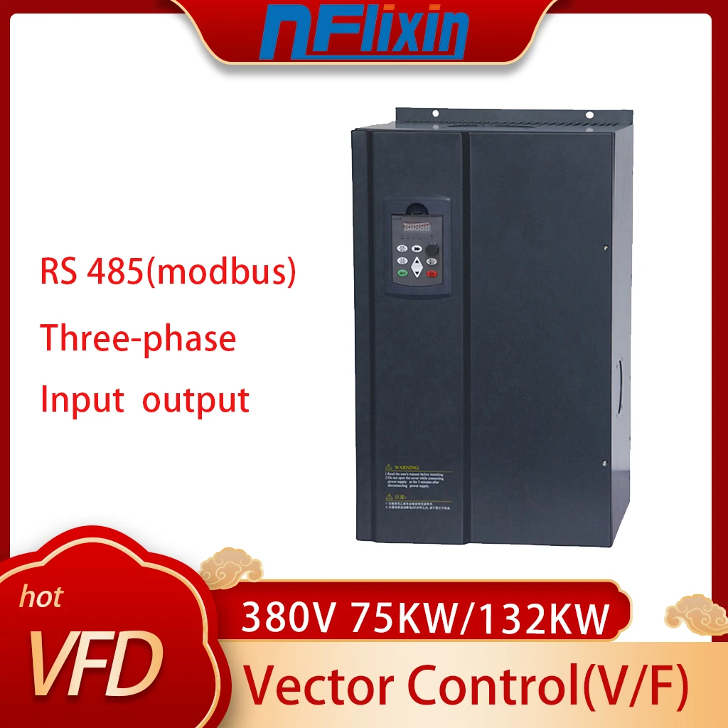 75KW/132KW AC 380V VFD Variable Frequency Drive Inverter 1HP Input 3HP  380v  Output Frequency Converter Fan motor speed control