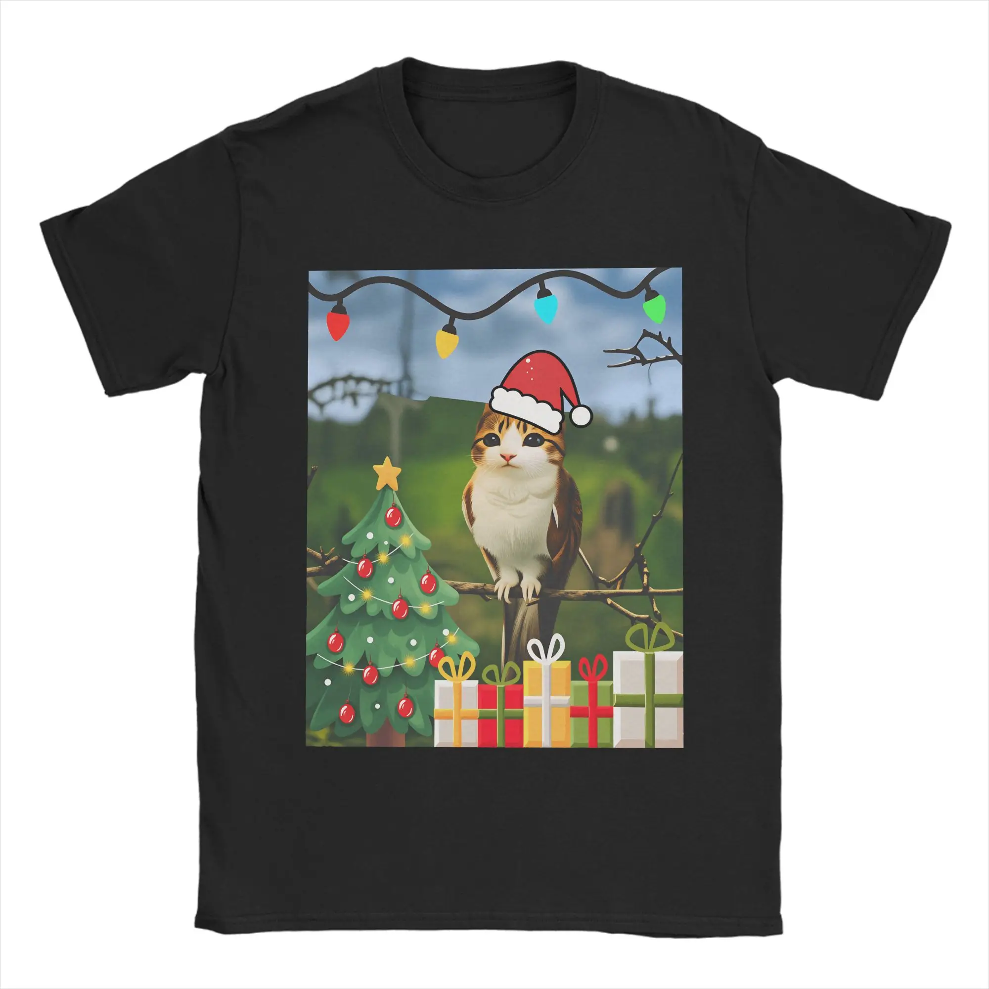 

Brainrot Christmas Meowl Meme T Shirt Summer Pure Cotton T Shirts For Men Hipster Casual Tshirt Short-Sleeved Vintage Tops