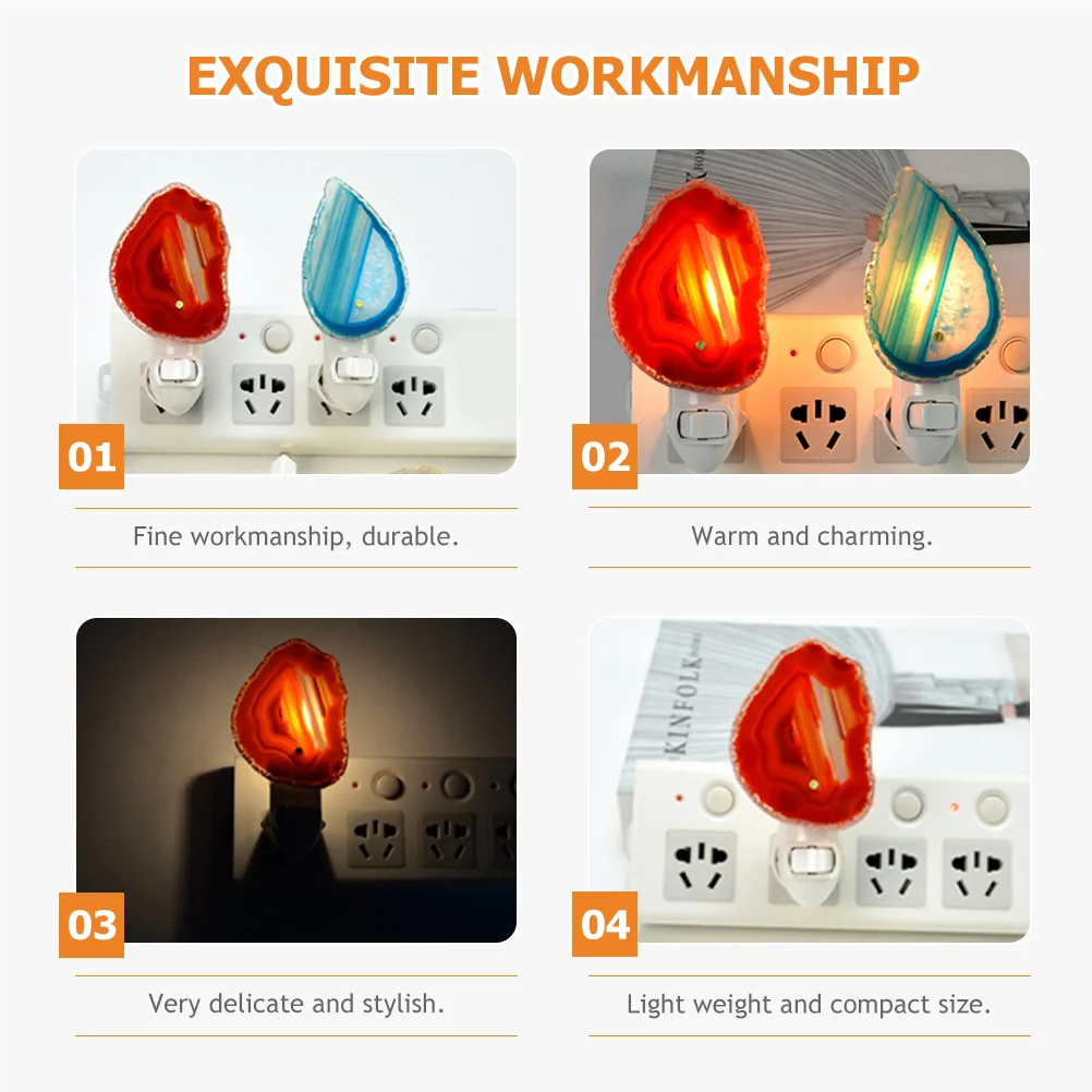 

LED Night Light Plug in Agate Light Bedroom Night Atmosphere Lamp 120V Us Plug Home Decorative Bedside Lighting Safe