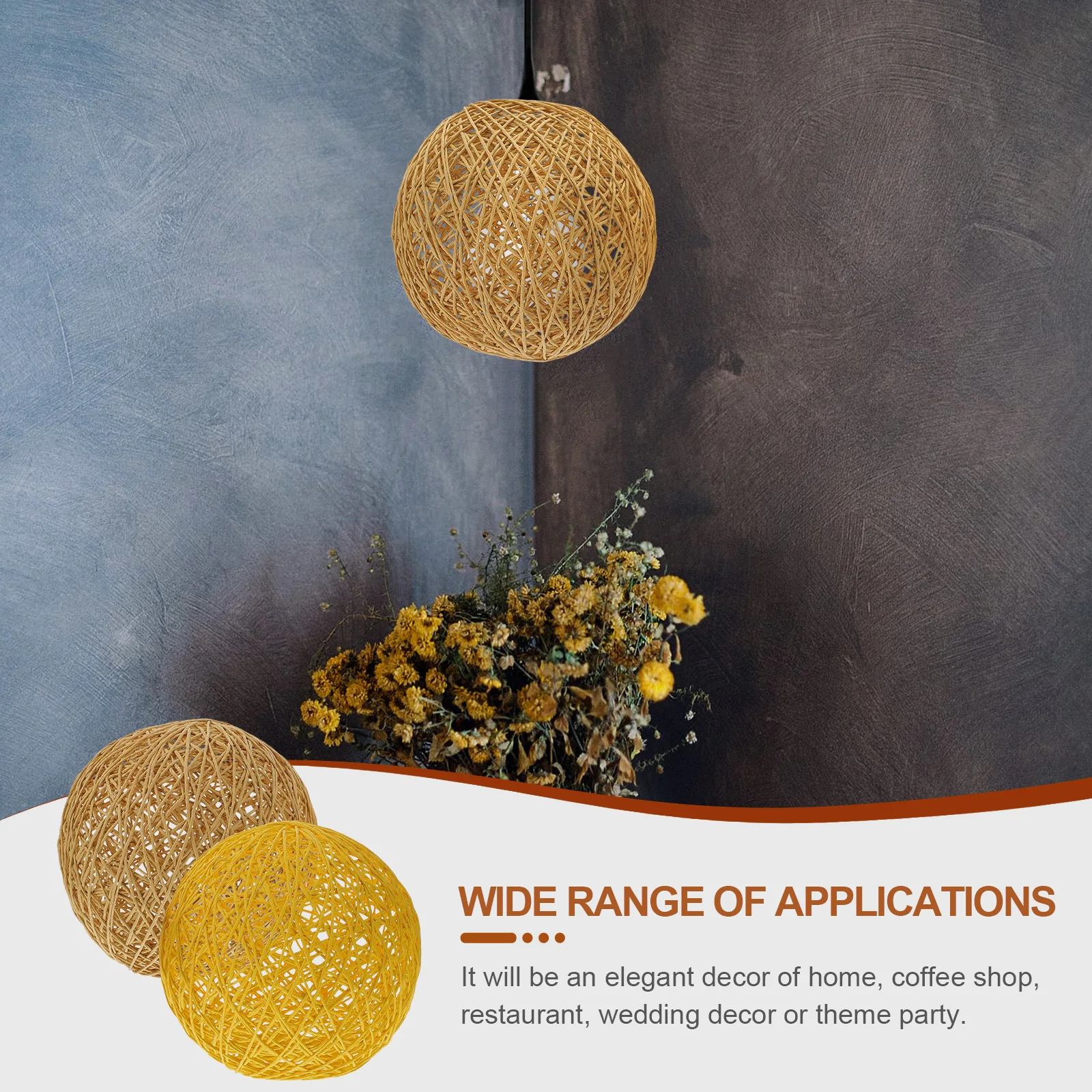 2 قطعة ظلال مصابيح قلادة مستديرة ريفي المنسوجة غطاء الروطان لمصباح السقف ديكور المنزل الإضاءة الناعمة استبدال الملحقات #2