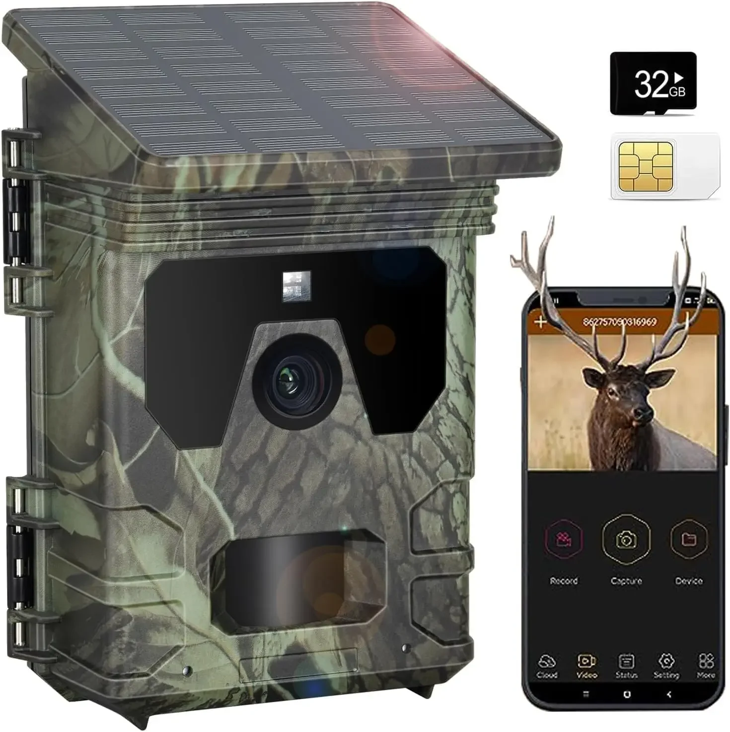 Caméra de chasse solaire extérieure 2K 30MP Vision nocturne 120° °   Caméra de chasse 4G pour l'enre