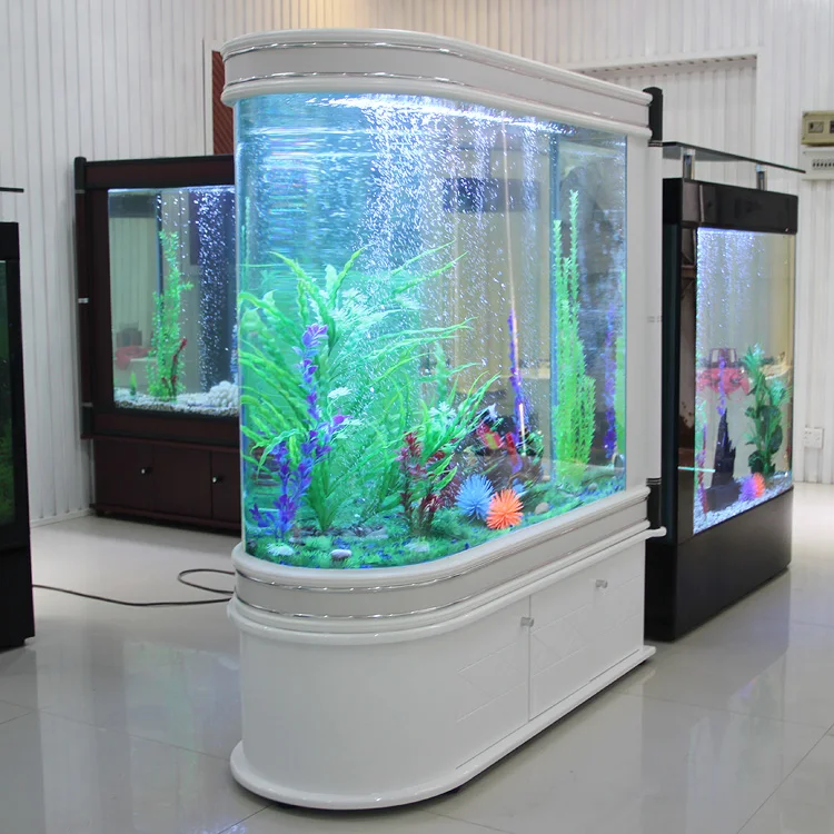 Living room, household screen, porch, medium-sized glass ecological water free goldfish tank