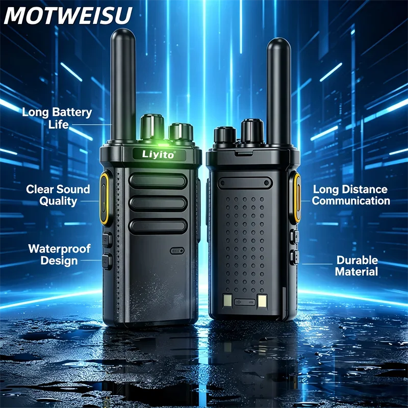 Analog Walkie Talkie Long Range Two-Way Radio with USB-C Fast Charge 16CH K-Type Headset Pro Radio for Camping