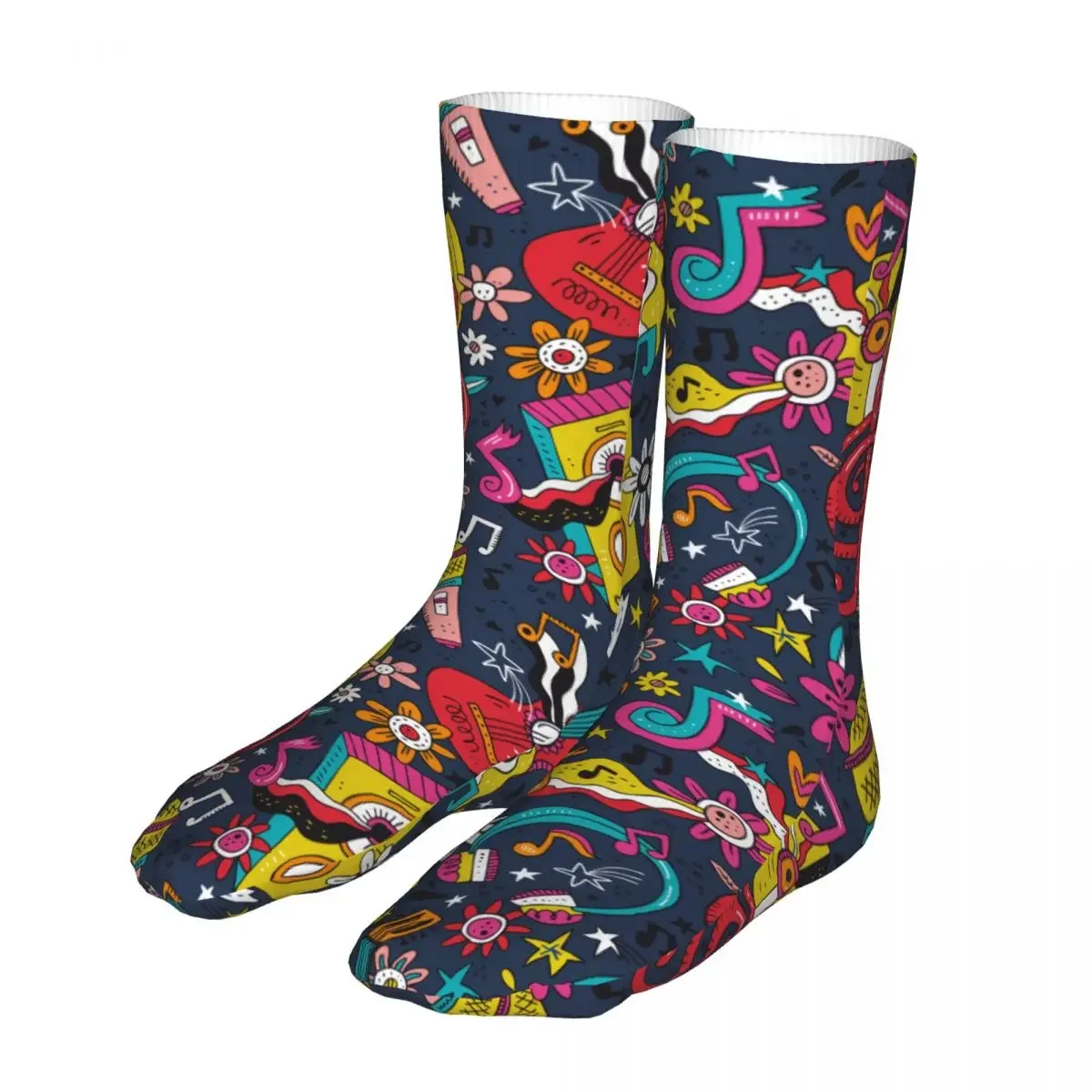 Female Sport Rock N Roll Disco Pop Doodle Socks Cotton Harajuku Women Socks