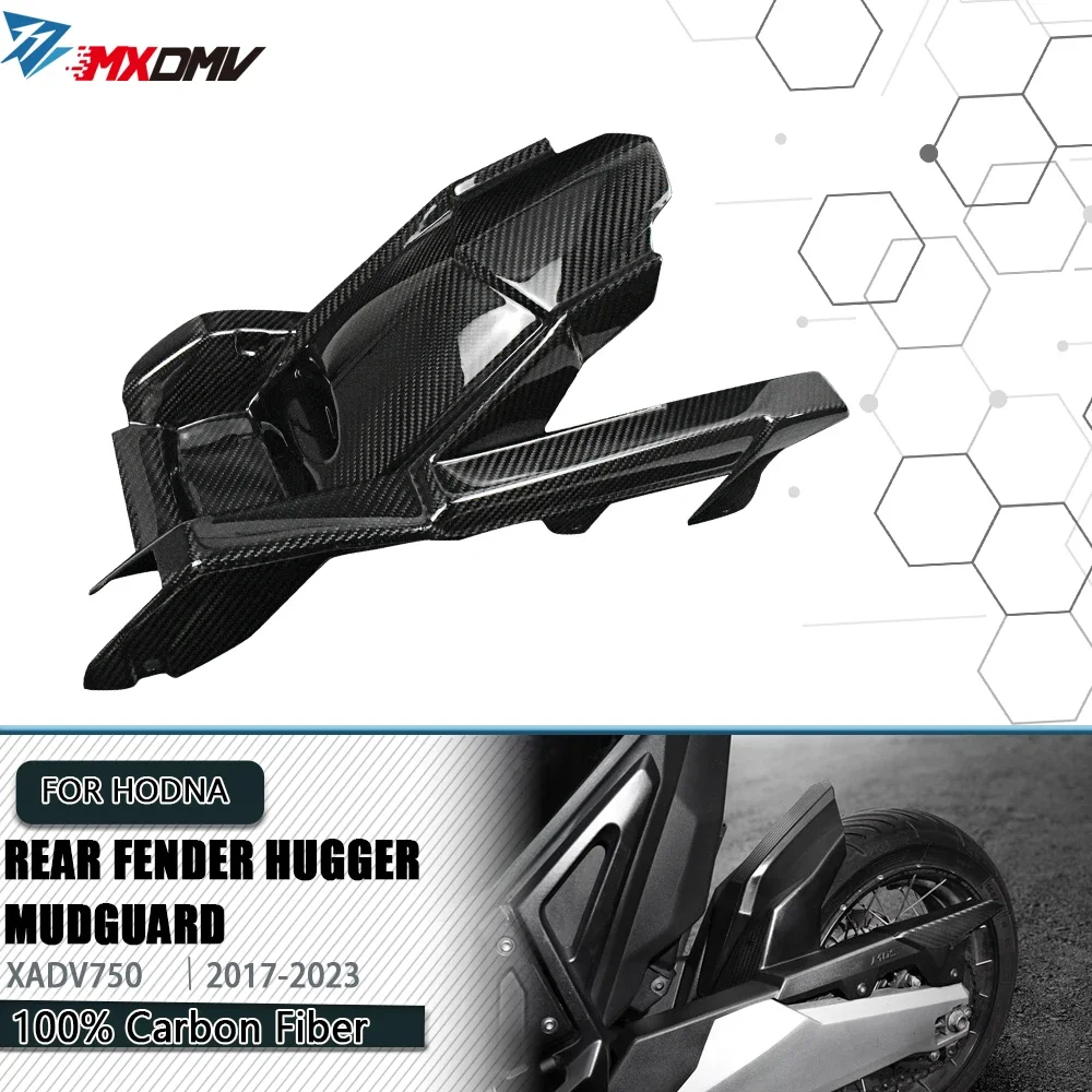 Carbon Fiber Rear Fender Hugger Mudguard For Honda XADV750 2017 -2023 Motorcycle refit Rear Fender Tire Hugger with Chain Guard