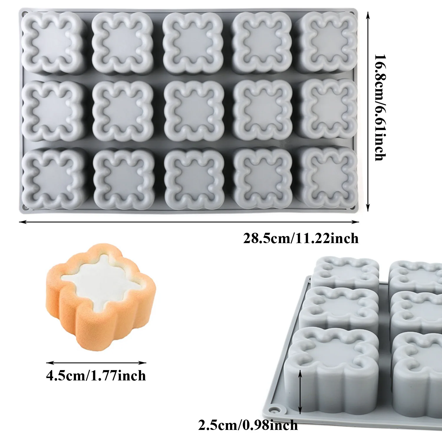 A Pack of Square Wave-Shaped Silicone Cake Molds, Non-Stick Silicone Mousse Cake Molds, Suitable for Jelly, Cakes, Cheesecakes, Brownie Tarts, Charlotte Cakes, Chocolate Cakes, Etc., the Best Choice for Beginners' DIY Cakes, a Must-Have Baking Kitchen Accessory