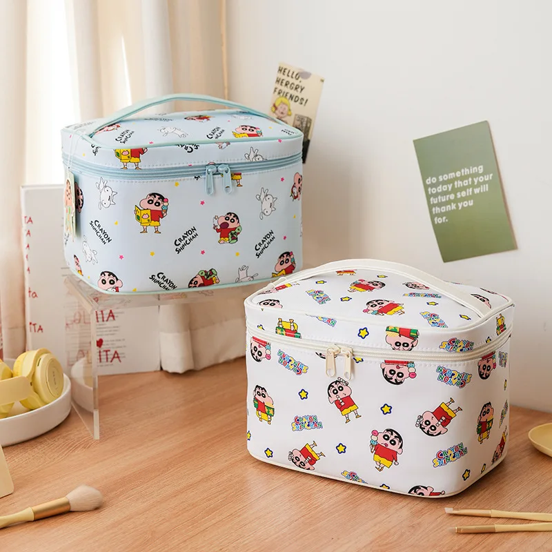 Genuine Crayon Shin-chan Cosmetic Bag Forwomen Multi Functional Makeup Bag Large Capacity  Portable Travel Organizer Case