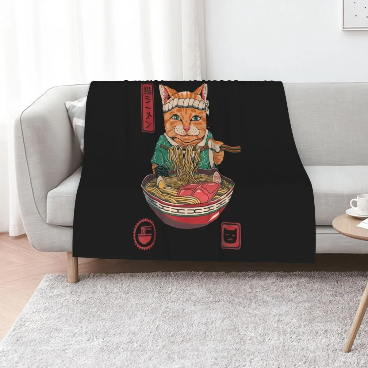Neko Ramen Cat Kawaii Anime Noddle Japanese Food Throw Blanket Soft Big Sofa cosplay anime Luxury Designer bed plaid Blankets