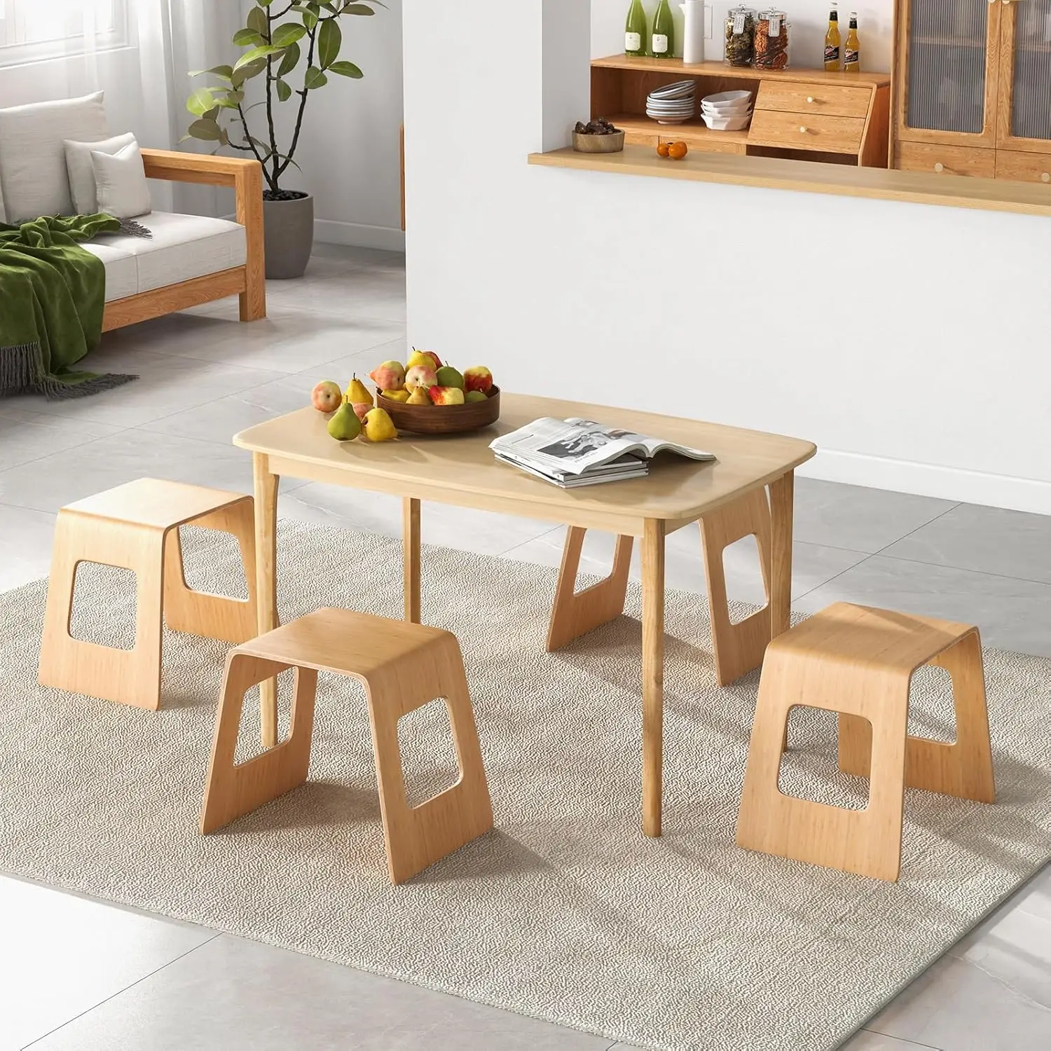 Stackable Stools, 18-inch Height Backless School Stools with Non-Slip Foot Pads and Cutout Handles, Portable Classroom Stools Se