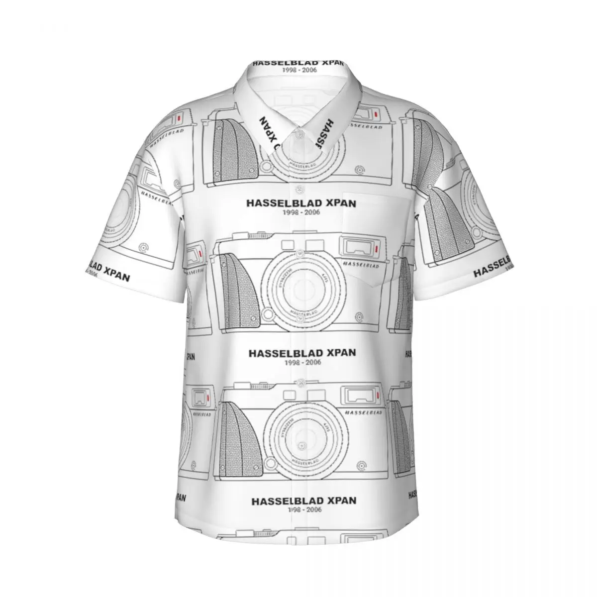 

Vintage Film Photography Hasselblad XPan Men's Shirts Hawaiian Short Sleeve Shirt Funny Button Tops for Summer Beach