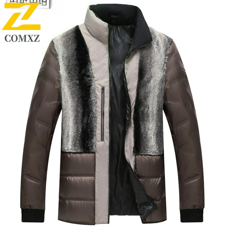 2025 Winter Down Jacket Men's Luxury Business Removable Liner Waterproof 90% White Duck Down Warm Coat Casual Thick Puffer Parka
