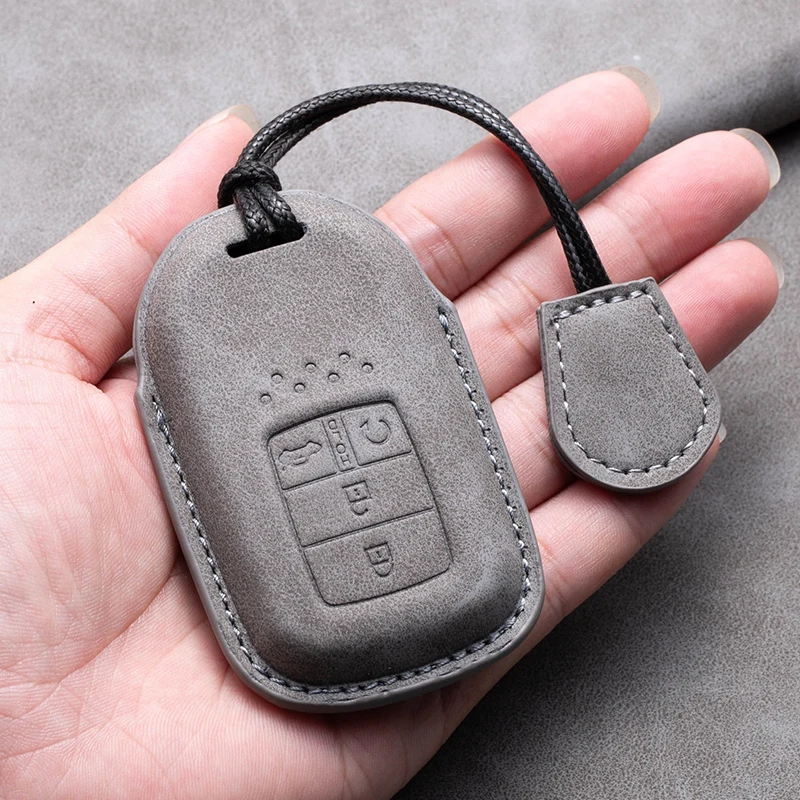 Leather Car Key Case Cover For Honda fit Lucky Vezel City Civic Jazz BRV BR-V HRV HR-V Shuttle Gp8 19CRV Jade fit Freed Odyssey