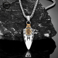 Norse Runes Odin's Spear Gungnir Necklace Men Gold Color Stainless Steel Arrowhead Pendant Valknut Talisman Male Vikings Jewelry