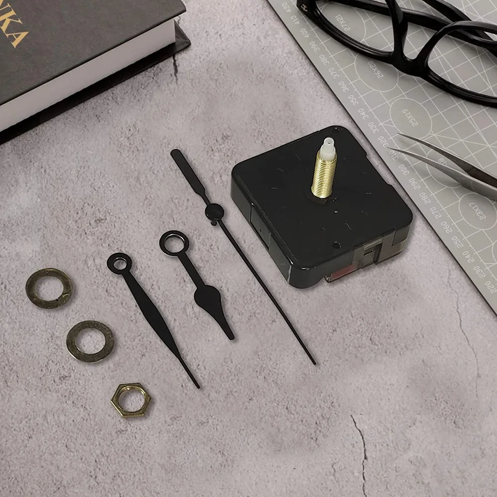 A44Z-1Set Clock Movements DIY Wall Clock Battery Operated Mechanism Clock Matching Parts And Pointers Shaft Length 22Mm Black