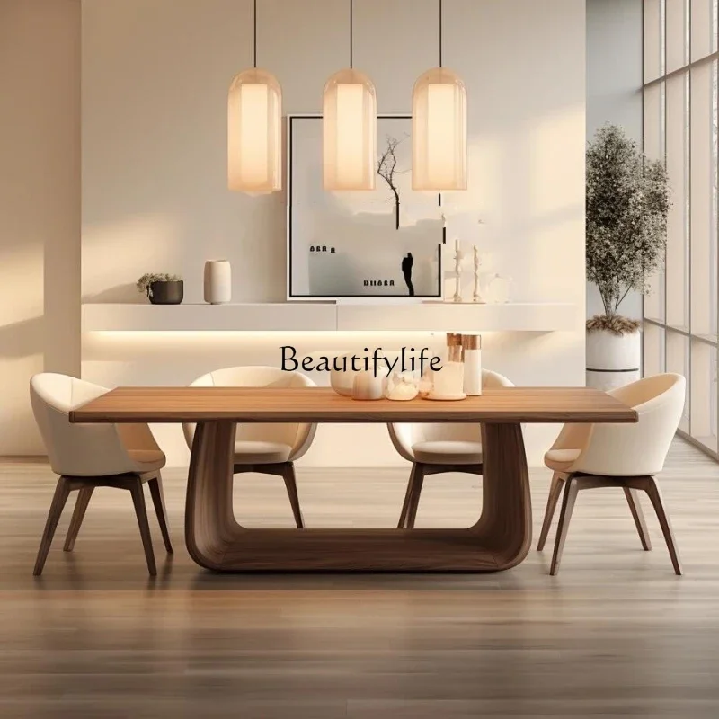 X4 Dining table designer is surprised at the minimalist style log style solid wood six-person long table