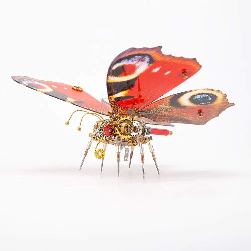 Papillon en métal 3D avec base, insectes mécaniques cyberpunk, kit de modèle d'assemblage, puzzle 3D, jouets faits à la main pour adultes, bricolage