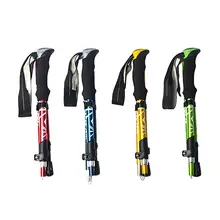 Bastão de trekking dobrável para acampamento, 5 seções, portátil, caminhada, para idosos nórdicos, telescópico, fácil de colocar no saco, 1 peça