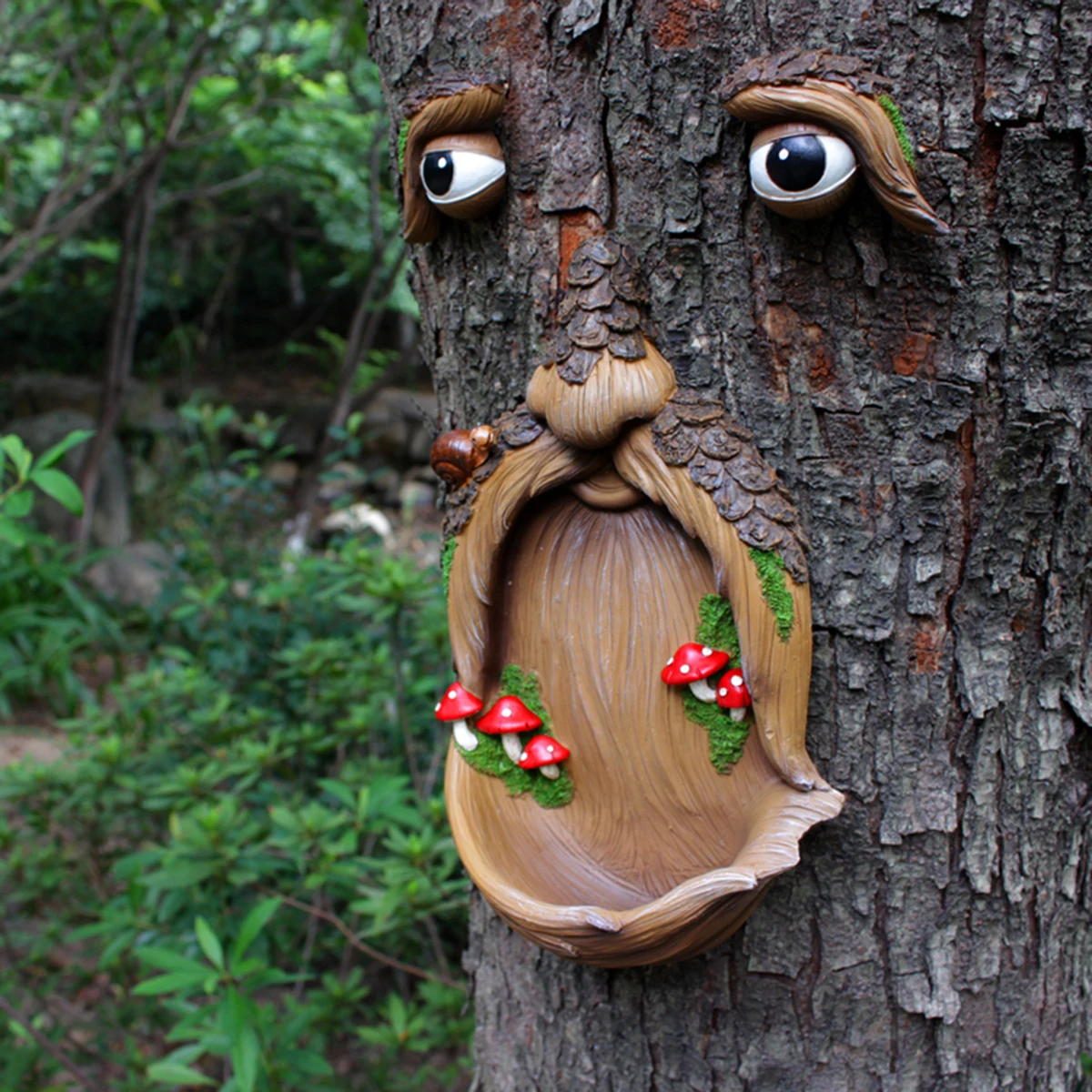 1Set Tree Faces Decor Outdoor, Old Man Tree Hugger Sculpture, Outdoor Tree Hugger Sculpture for Wild Life Bird Feeding & Garden