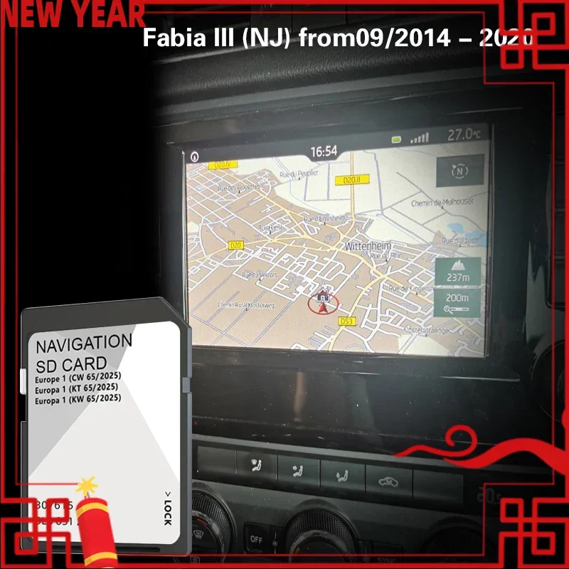 

Compatibity for Skoda Fabia III NJ 2014 2015 to 2020 GPS Navigation SD 32GB Map Card Cover Denmark Austria Estonia Finland