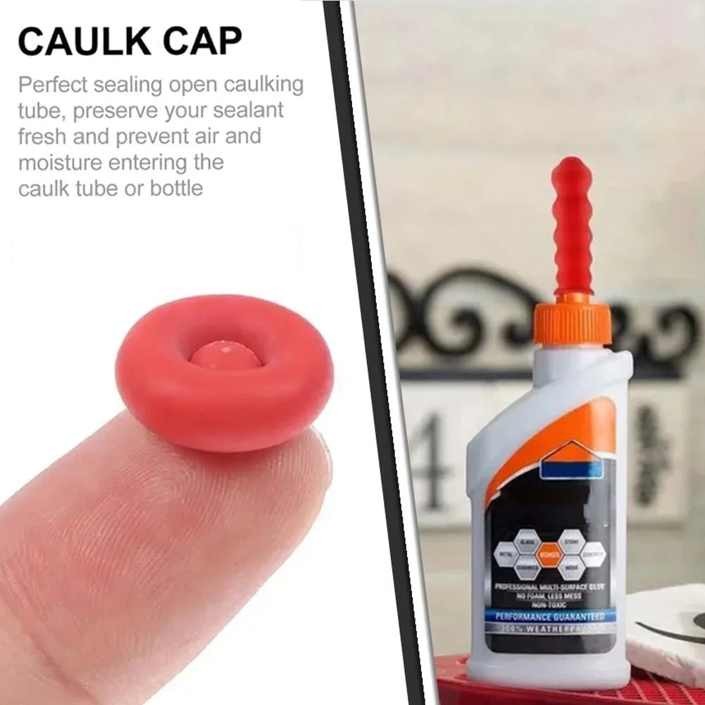 10pcs Caulk Cap Glass Glue Tip Sealing Cap Barrel Glue Mouth Protective Cover For Sealing And Preserving Leakproof Sleeve Tool