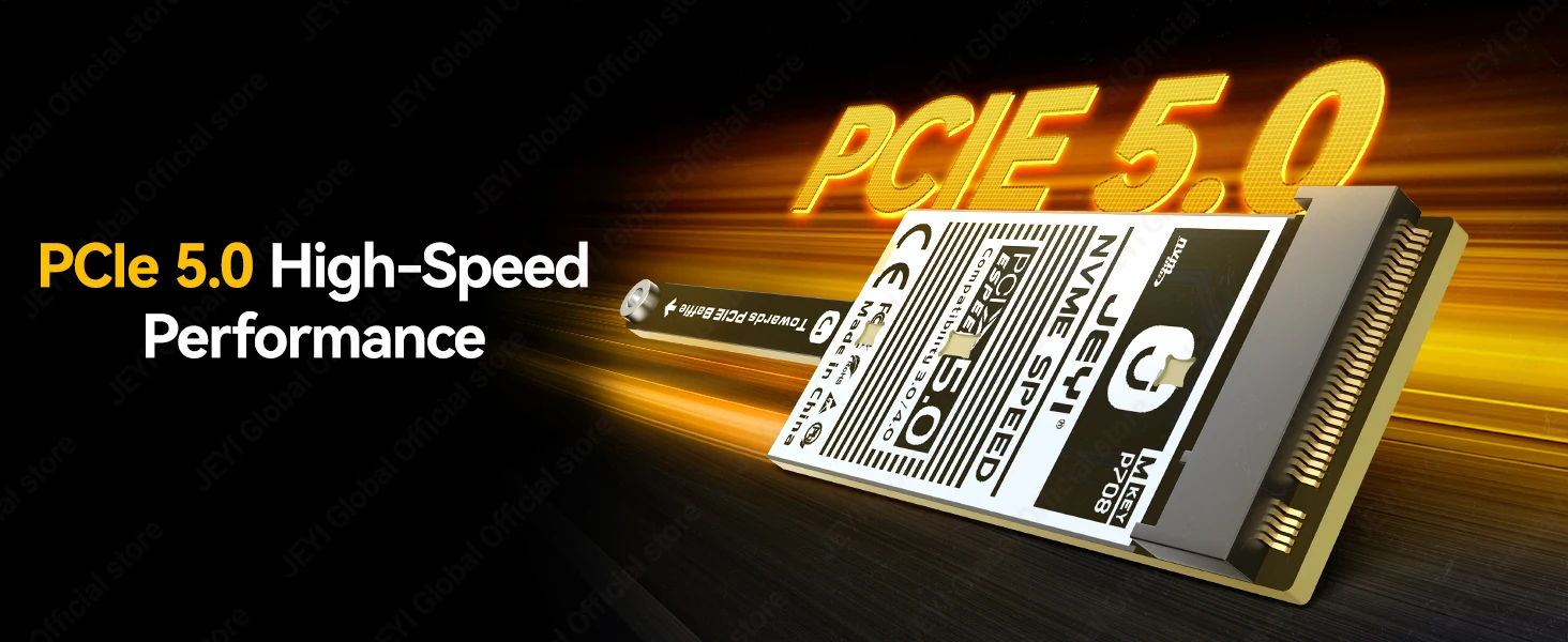 JEYI Flache PCIe 5.0 X1 zu NVMe Adapterkarte 128Gbps Kompaktes Mini-Design Ohne GPU-Blockierung für M-Key NVMe SSD PCIe X1/X4/X8/X16 – Detail 5