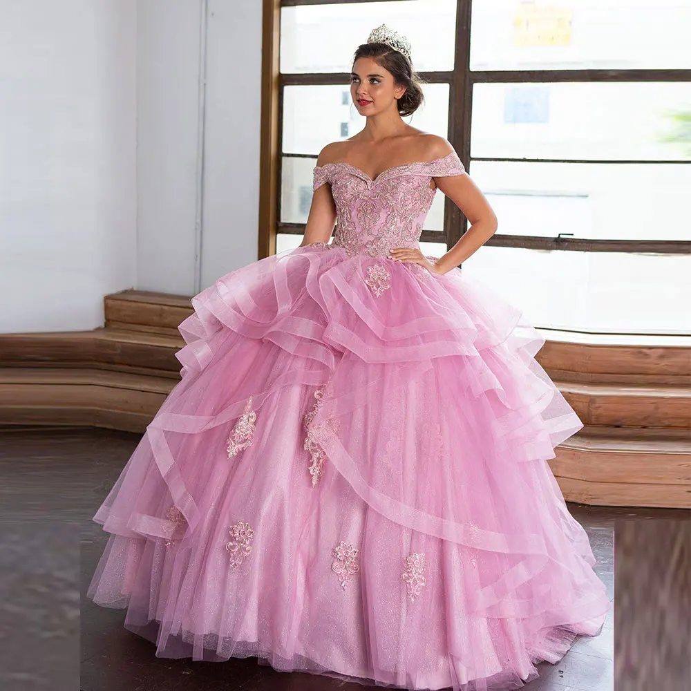 1005006060171736   Vestido de princesa para quinceañeras, vestido de baile con escote en forma de corazón y volantes, Vestidos dulces 15 para fiesta de cumpleaños