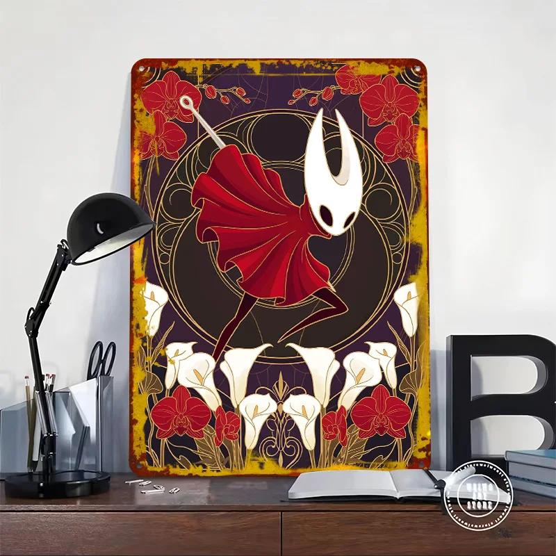 Hornet From Hollow Knight Art Nouveau Printing Poster Customized Retro Wall Art Vintage Metal Signs for Fans Decoration At Home