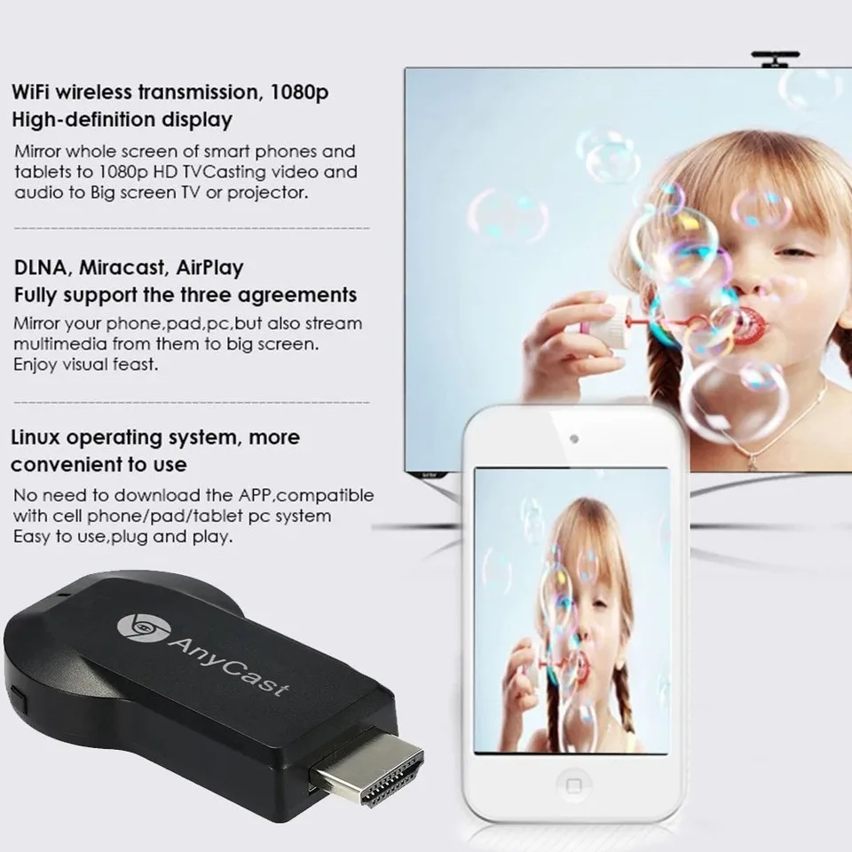 M2 Plus Wifi Wireless TV Dongle 1080P HDTV Display ricevitore adattatore per IOS Android Phone Tablet Mirror Screen Airplay Miracast