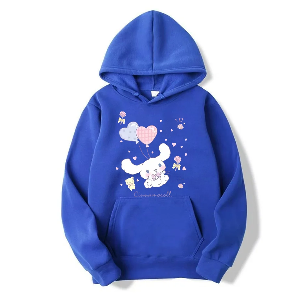 Autumn Cinnamoroll Print Hooded Women Pullovers Casual White Pink Loose Long Sleeve Thin Chic Hoodies Plus Size Women Sweatshirt