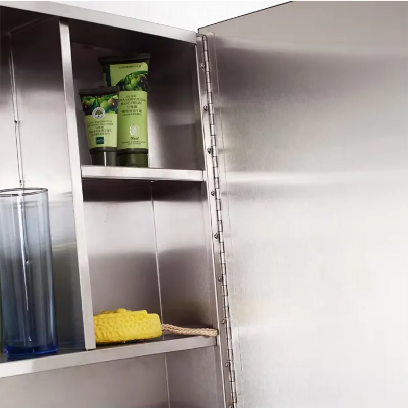 Stainless steel, wall-mounted bathroom cabinet with mirror - Image 3