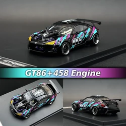 OEM In Stock 1:64 GT4586 GR86 With 458 Engine Modified Version Diecast Diorama Car Model Toys