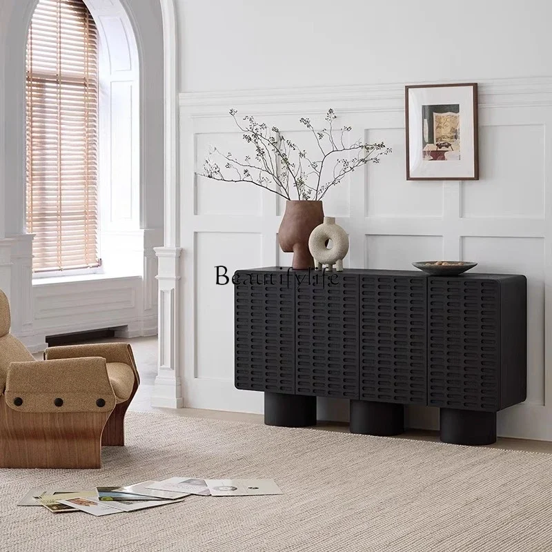 

3French retro medieval black chest original personalized designer all solid wood chest