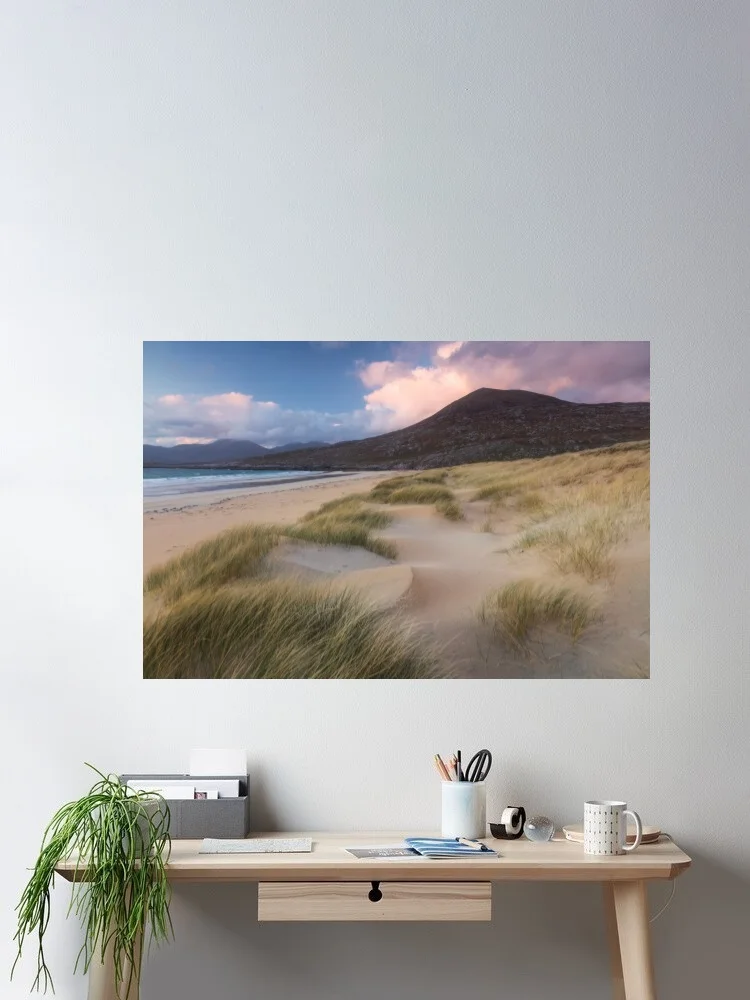 Luskentyre Beach on the Isle of Harris, Scotland Photo Canvas POSTER ,Home Decor Wall art painting