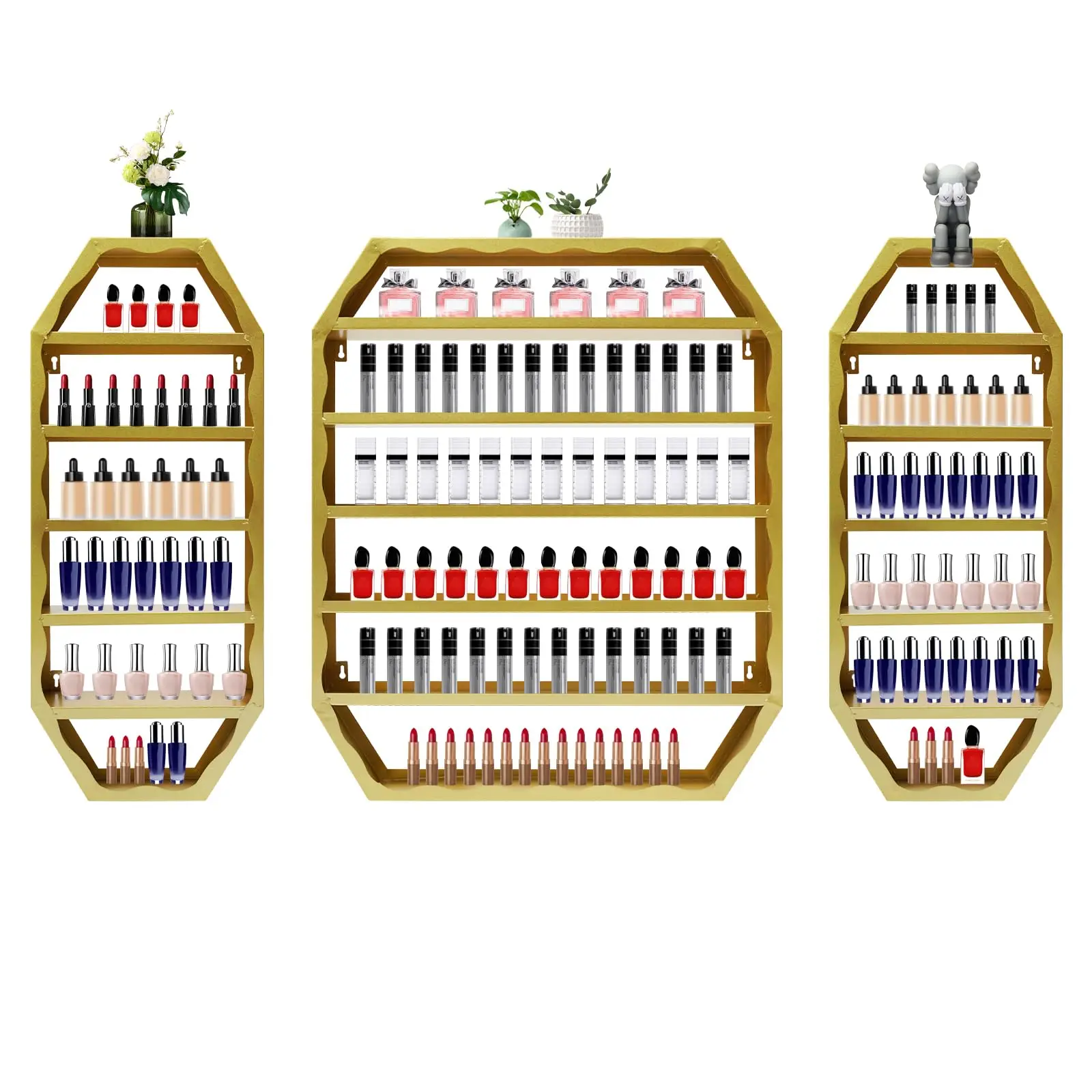

6 Tiers Wall Mounted Nail Polish Storage Rack Set Metal Nail Polish Holder Cosmetic Display Case Multi-Tiers Display Rack for Na
