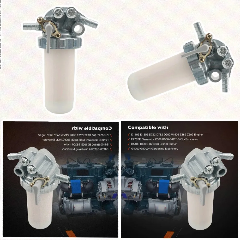 Fuel Filter Assembly Compatible with For Kubota D1105 D1305 D722 Engine 1539343017 Suitable for Construction Machinery